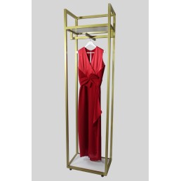 Стойка - вешалка для длинных платьев, пальто в магазин одежды золотая (800-01-29)