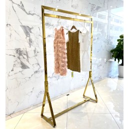 Стойка вешалка золотая в магазин одежды напольная для платьев, рубашек, костюмов (700-02-45)