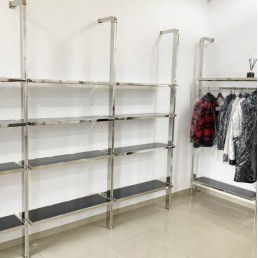 Торгівельне обладнання для магазину одягу, взуття срібне хромоване (556-02-01)