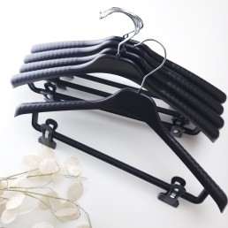 Вешалки тремпеля с прищепками для костюмов, брюк, юбок, трикотажа черные, 38 см (02-24-12)
