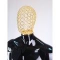 Манекен мужской с золотой металлической головой в полный рост черный (102-01-09)