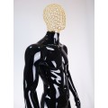 Манекен мужской с золотой металлической головой в полный рост черный (102-01-09)