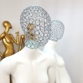 Манекен жіночий з металевою головою абстрактний матовий білий (101-07-10)