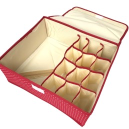 Органайзер для белья с крышкой красный в горох (300-03-06)