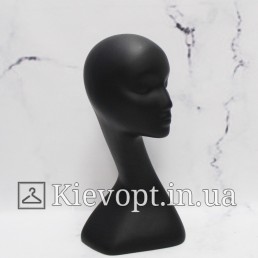 Манекен голова для шапок женская черная (106-01-03)