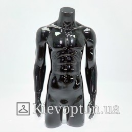 Манекен торс чоловічий чорний для магазину одягу (104-01-12)