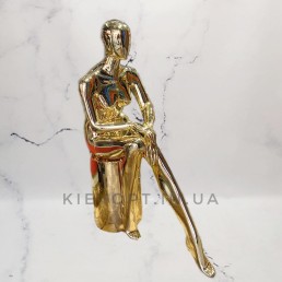 Манекен женский безликий хромированный сидячий золото/серебро (101-04-28)