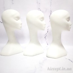 Манекен голова для шапок женская белая (106-01-01)