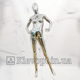 Манекен женский безликий хромированный серебро (101-04-24)