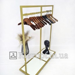 Стійка - вішалка напольна в магазин одягу золота (800-01-22)