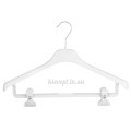 Плічка вішалки пластикові для одягу білі, 42 см (02-24-03)