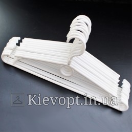 Вішалки плічка пластикові для одягу білі Польща, 40 см, 10 шт (01-40-01)